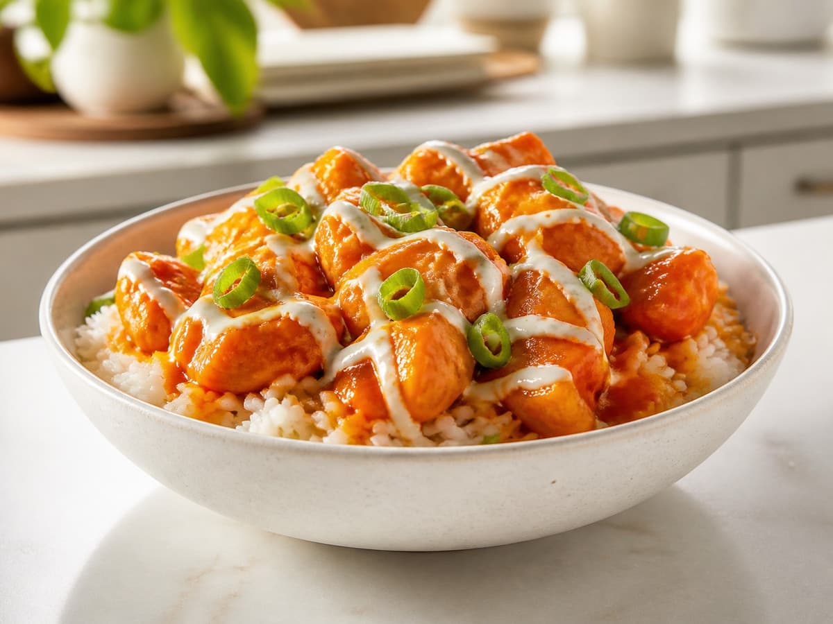 Buffalo Chicken Rice Bowls featuring Buffalo chicken bowl