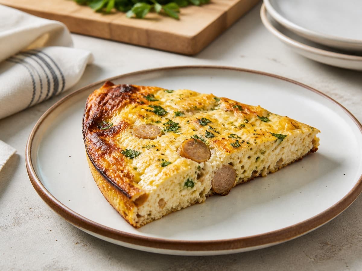 Cottage-Cheese Chicken Sausage Frittata featuring Chicken sausage frittata