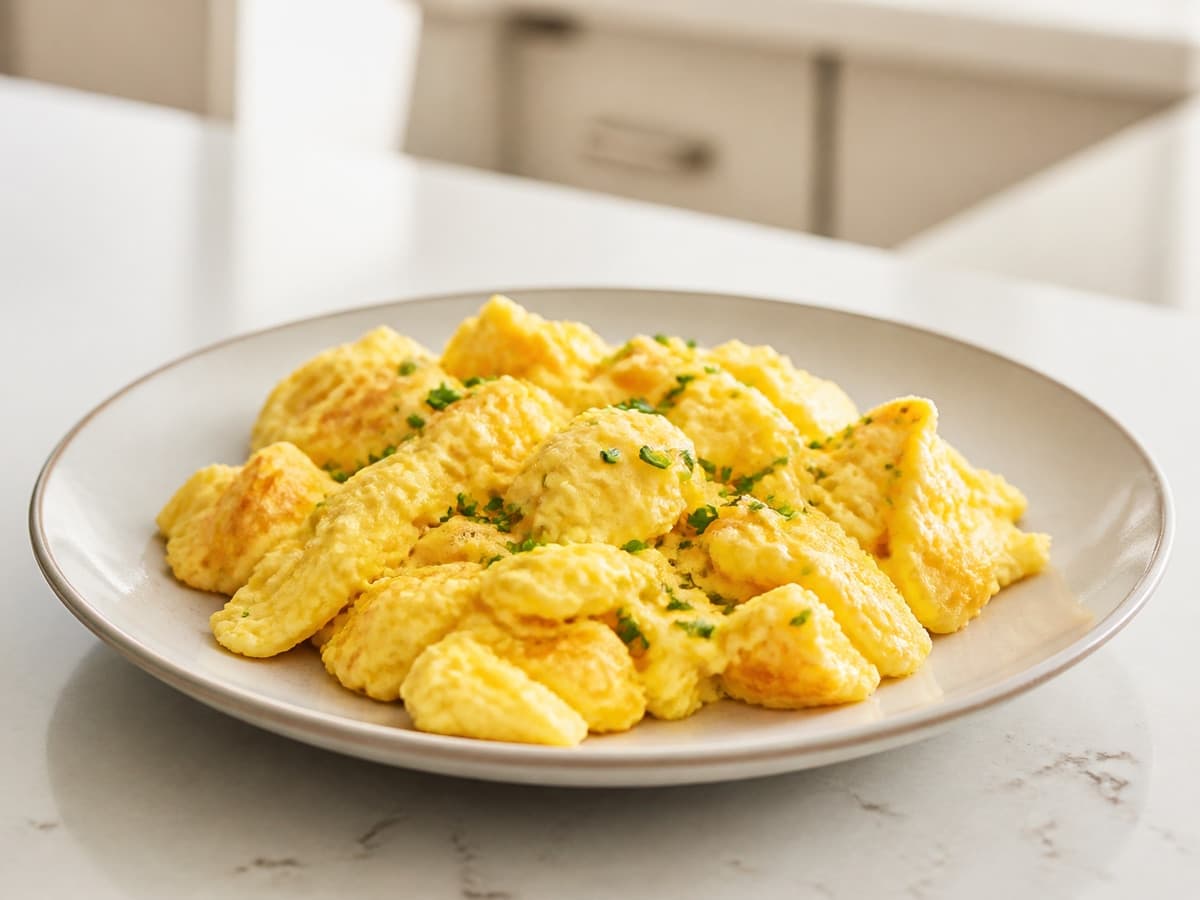Cottage-Cheese Scrambled Eggs featuring Scrambled eggs