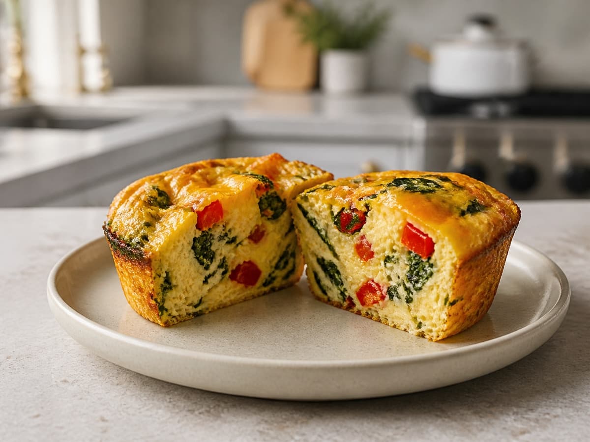Loaded Egg-Muffin Snack featuring Loaded egg muffin