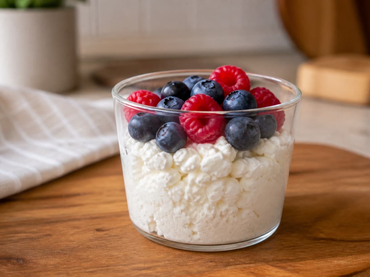 Berry Cottage-Cheese Snack Cup featuring Cottage cheese & berries