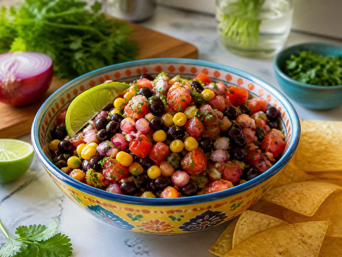 Black-Bean and Corn Salsa featuring Black bean & corn salsa