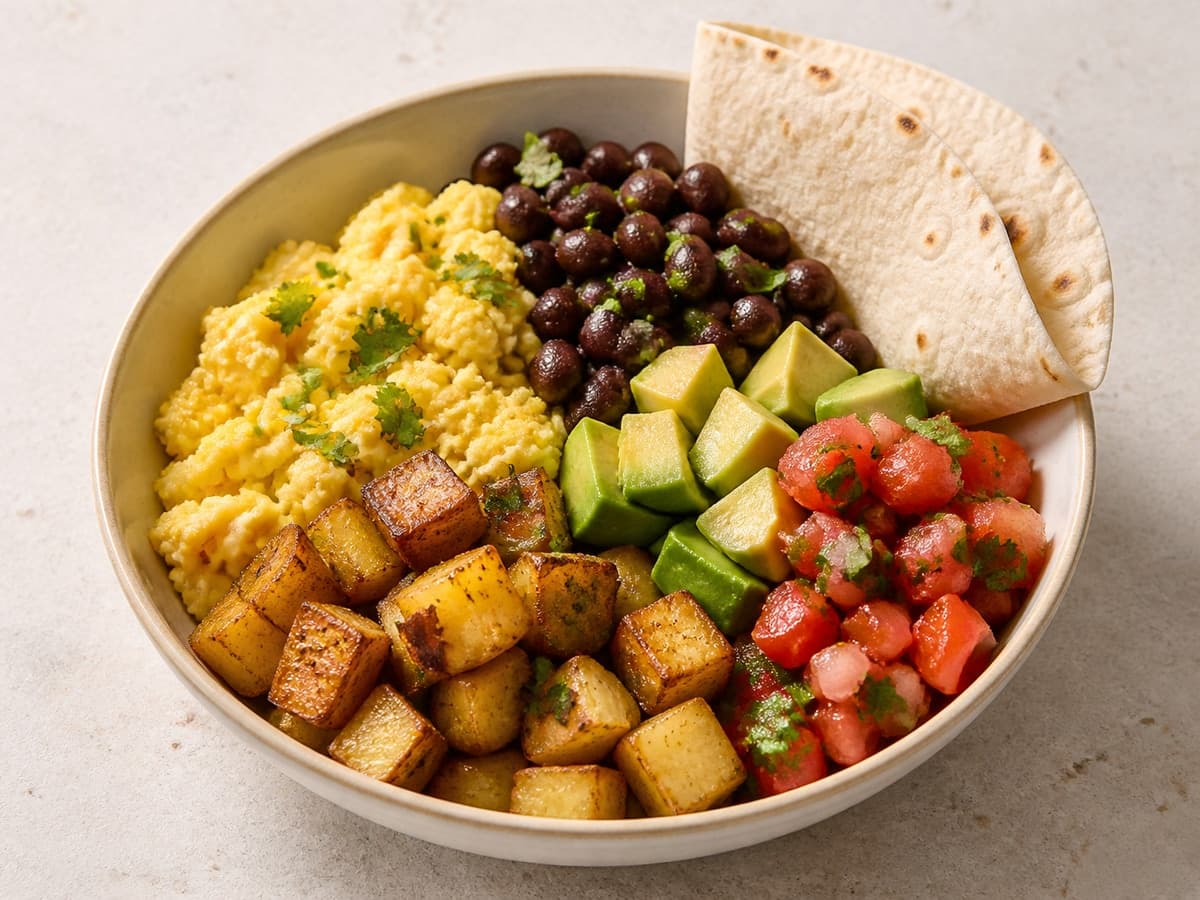 Freezer Breakfast Burrito Bowl featuring Breakfast burrito bowl