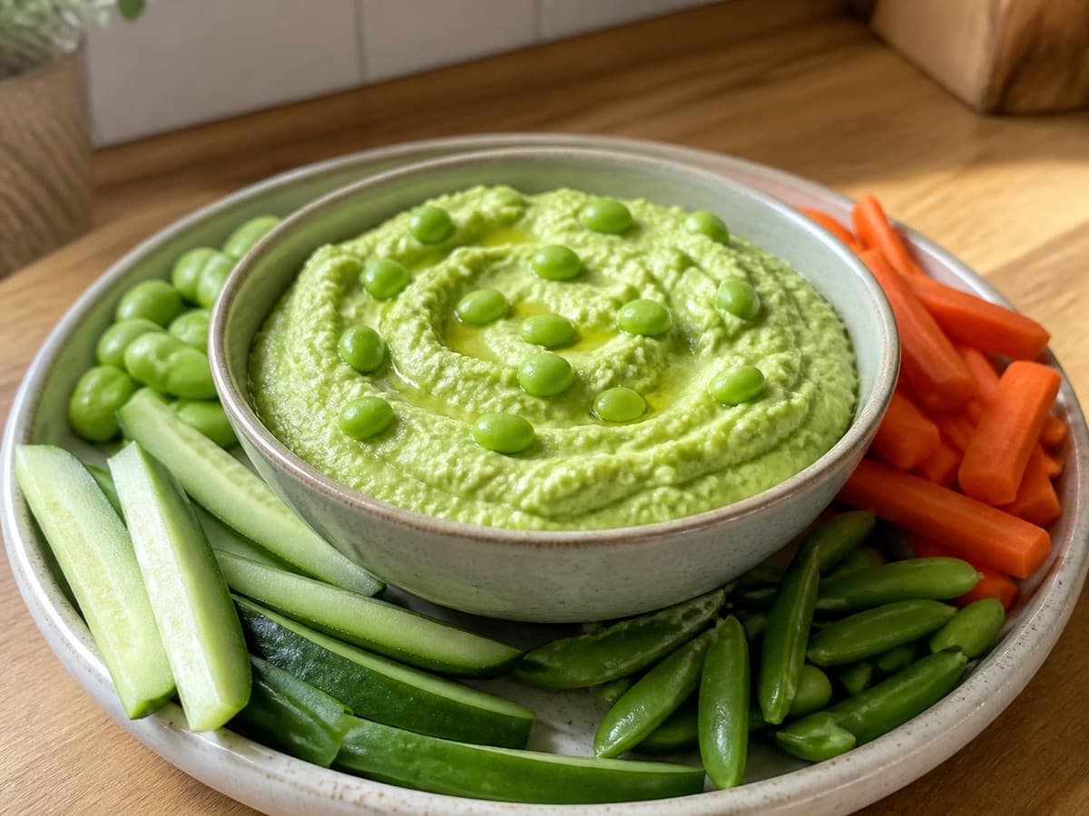 Edamame Hummus Crunch Dip featuring Edamame hummus