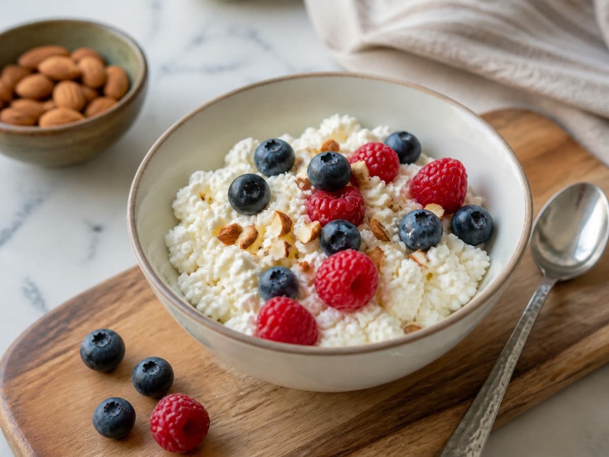 Greek Cottage-Cheese Snack Bowl featuring Cottage cheese