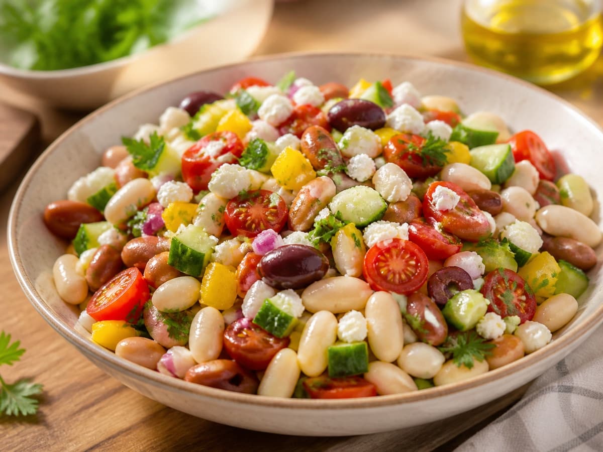 Mediterranean Bean Salad featuring Mediterranean beans