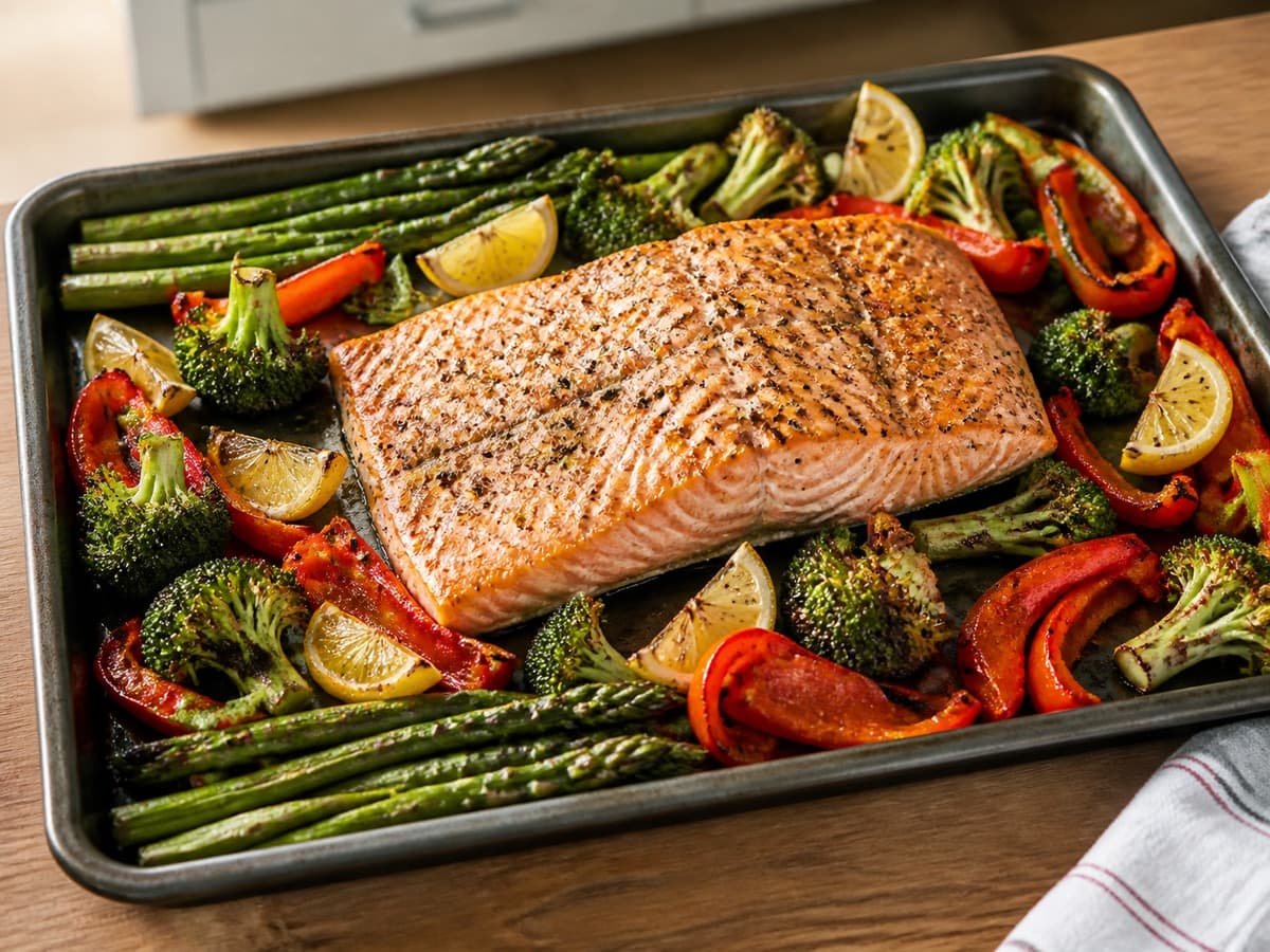 Lemon Salmon and Vegetable Tray featuring Salmon & vegetables