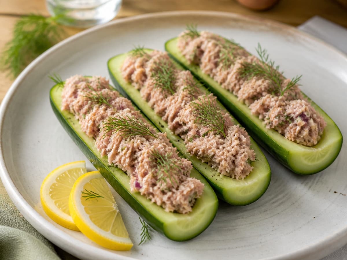 Tuna Cucumber Boats featuring Tuna cucumber boats
