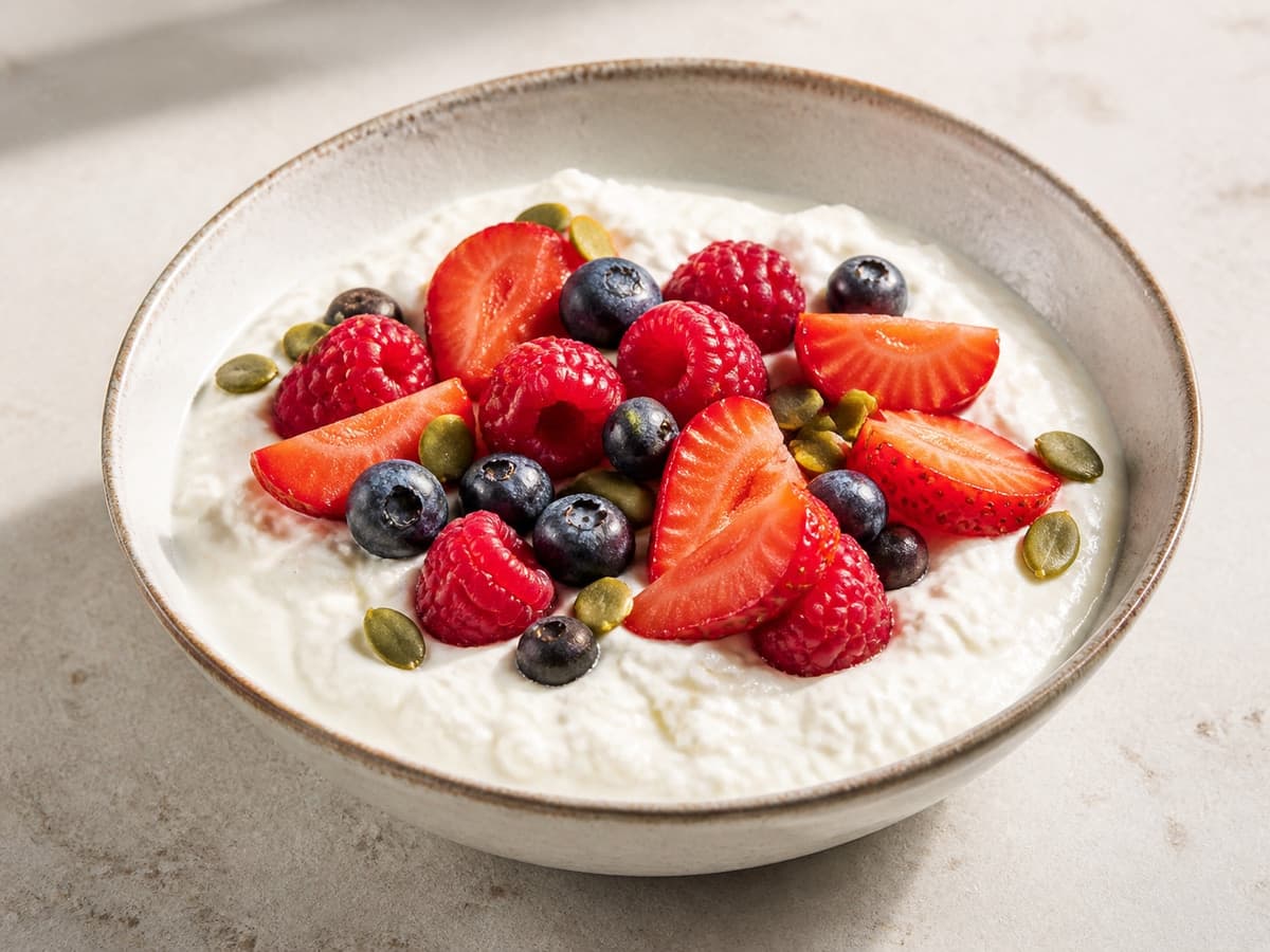 Whipped Cottage Cheese Berry Bowl featuring Cottage cheese